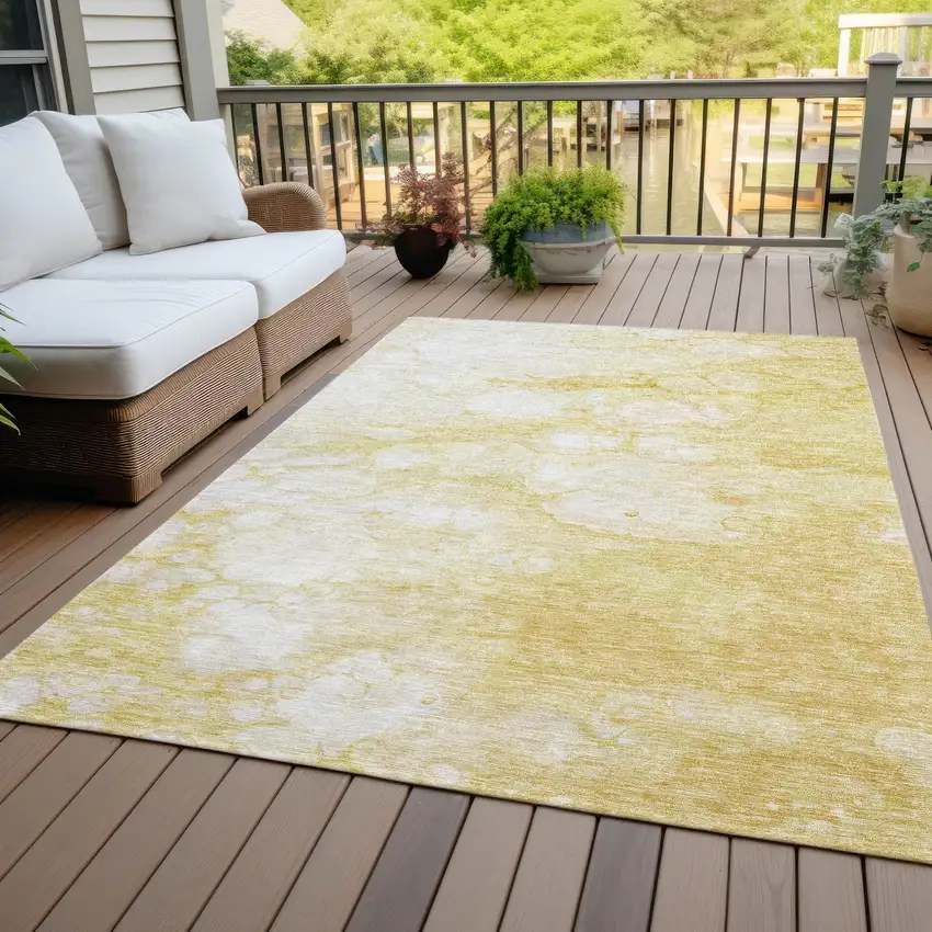 Gold Beige And Ivory Abstract Washable Indoor Outdoor Area Rug Photo 6