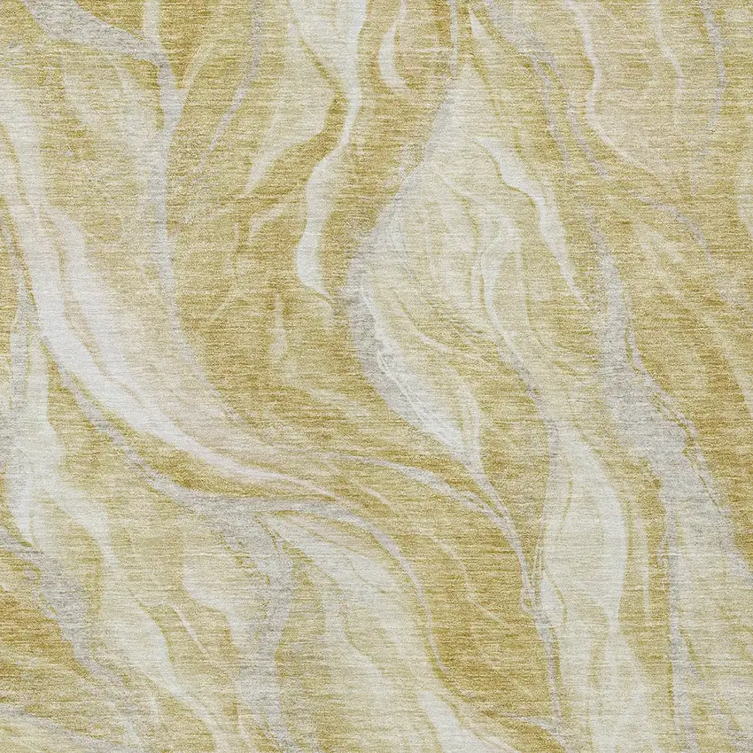 Gold Beige And Ivory Abstract Washable Indoor Outdoor Area Rug Photo 4