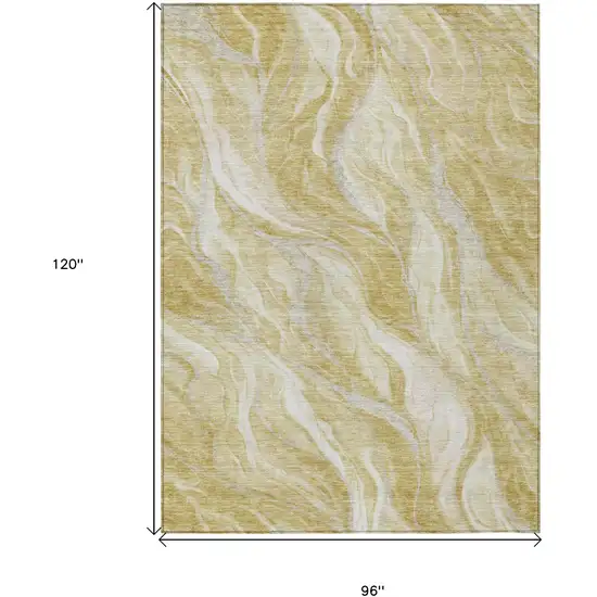 Gold Beige And Ivory Abstract Washable Indoor Outdoor Area Rug Photo 3