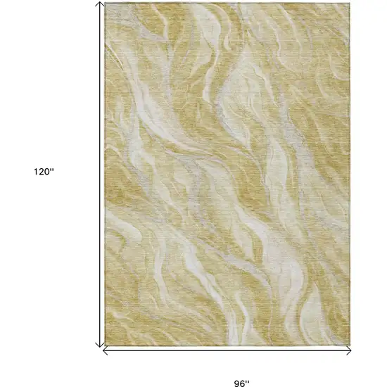 Gold Beige And Ivory Abstract Washable Indoor Outdoor Area Rug Photo 3
