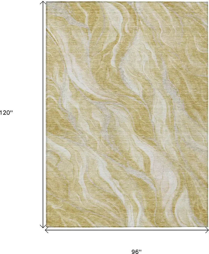 Gold Beige And Ivory Abstract Washable Indoor Outdoor Area Rug Photo 3