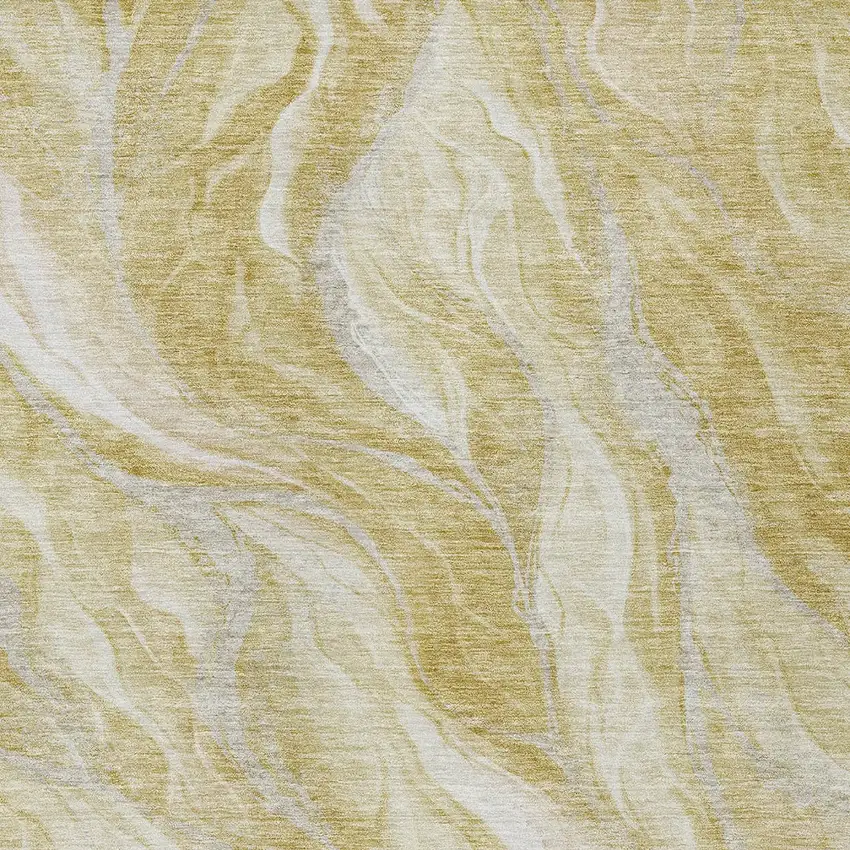 Gold Beige And Ivory Abstract Washable Indoor Outdoor Area Rug Photo 4