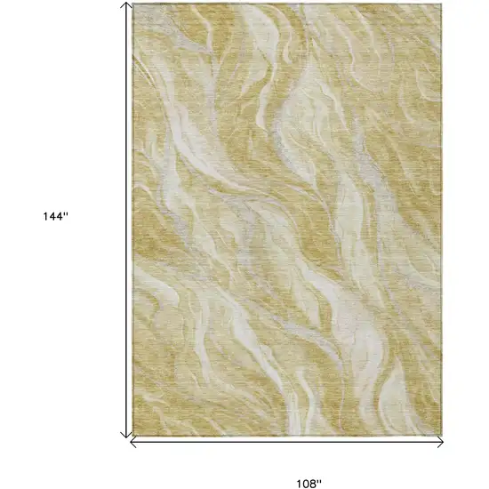 Gold Beige And Ivory Abstract Washable Indoor Outdoor Area Rug Photo 3