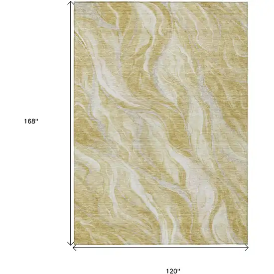 Gold Beige And Ivory Abstract Washable Indoor Outdoor Area Rug Photo 3