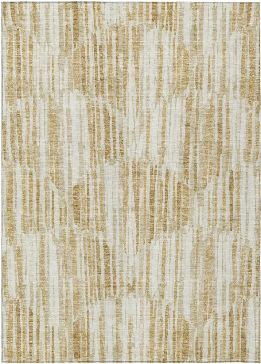 Gold Beige And Ivory Abstract Washable Indoor Outdoor Area Rug Photo 1