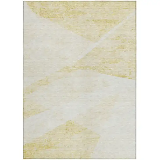 Gold Beige And Ivory Abstract Washable Indoor Outdoor Area Rug Photo 6
