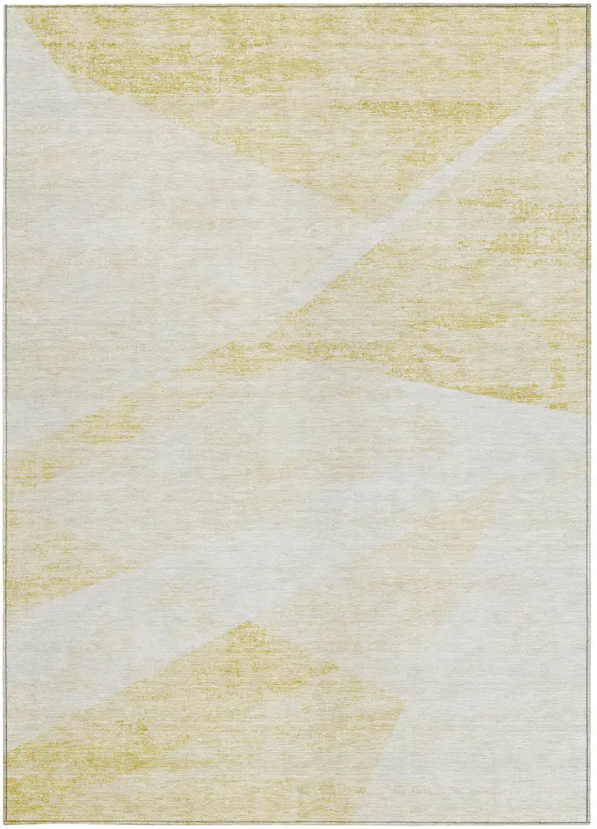 Gold Beige And Ivory Abstract Washable Indoor Outdoor Area Rug Photo 6