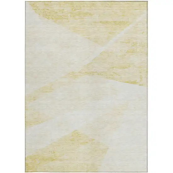 Gold Beige And Ivory Abstract Washable Indoor Outdoor Area Rug Photo 6