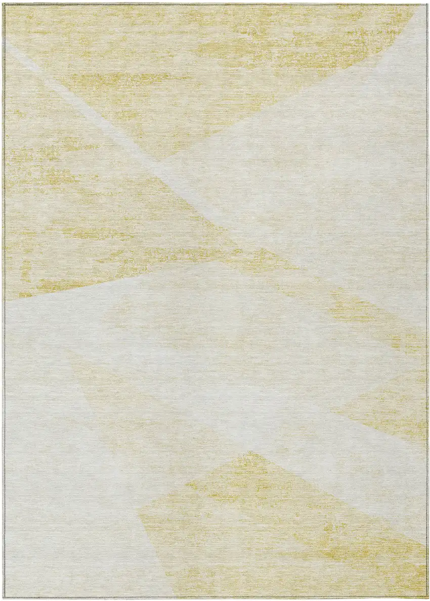 Gold Beige And Ivory Abstract Washable Indoor Outdoor Area Rug Photo 2