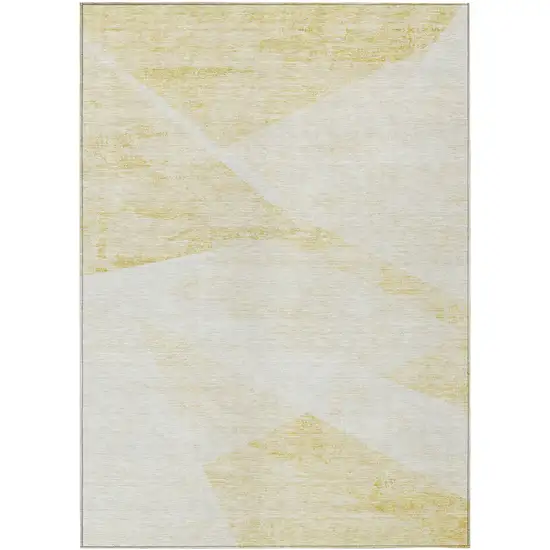 Gold Beige And Ivory Abstract Washable Indoor Outdoor Area Rug Photo 2