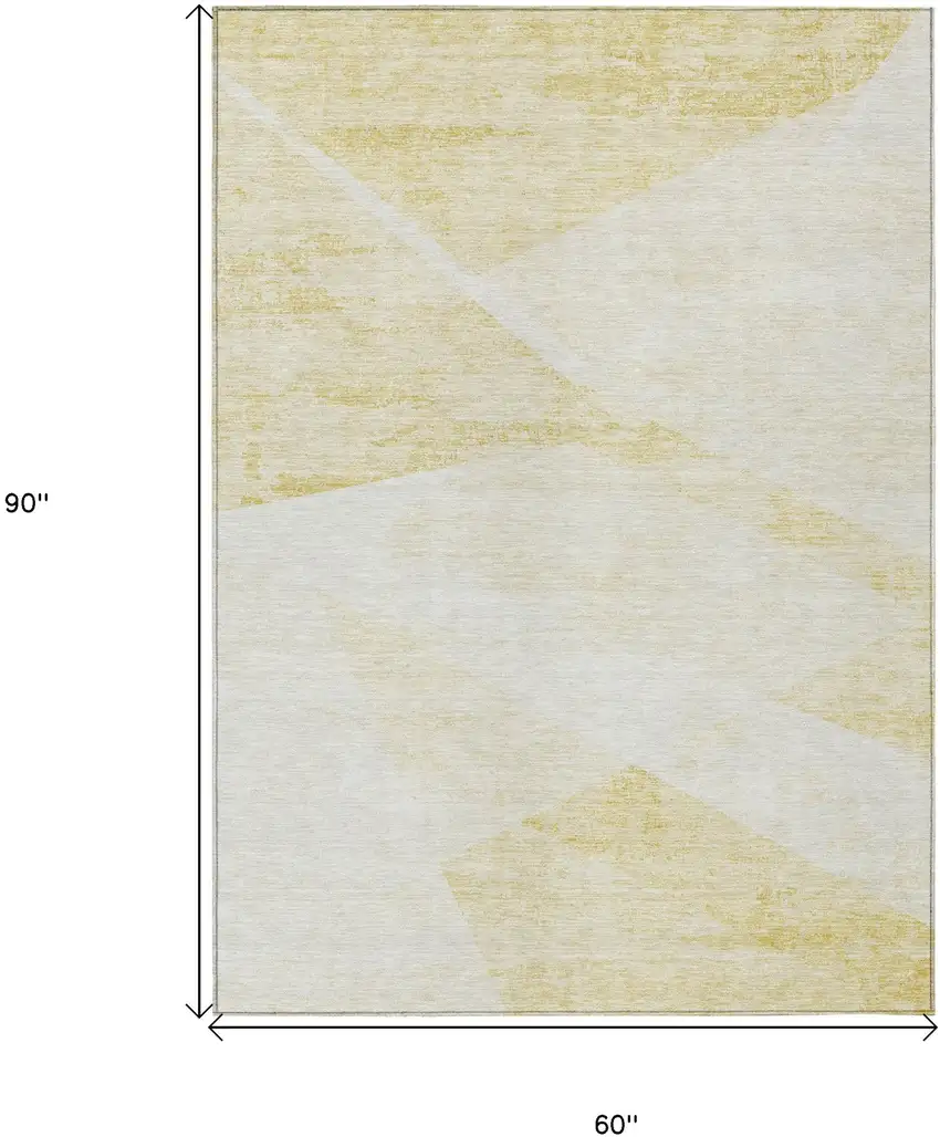 Gold Beige And Ivory Abstract Washable Indoor Outdoor Area Rug Photo 3