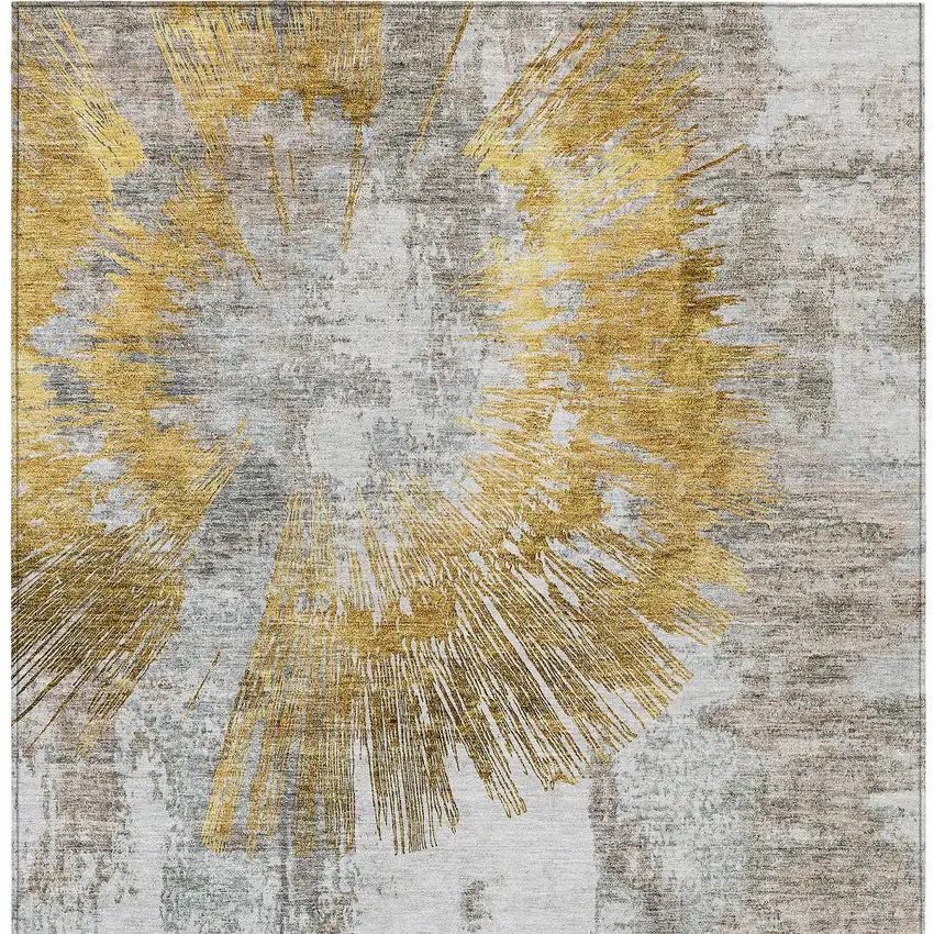 Gold Beige And Ivory Abstract Washable Indoor Outdoor Area Rug Photo 7