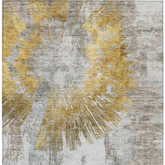 Gold Beige And Ivory Abstract Washable Indoor Outdoor Area Rug Photo 7