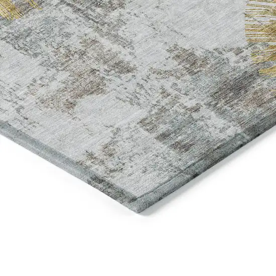 Gold Beige And Ivory Abstract Washable Indoor Outdoor Area Rug Photo 4