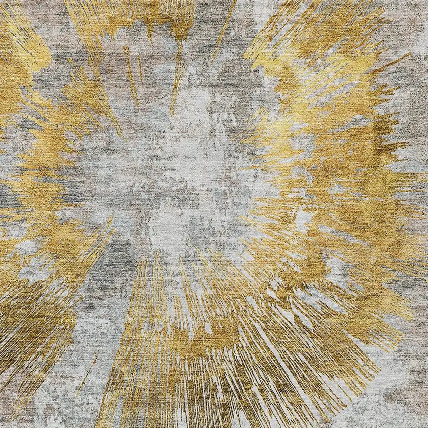 Gold Beige And Ivory Abstract Washable Indoor Outdoor Area Rug Photo 6