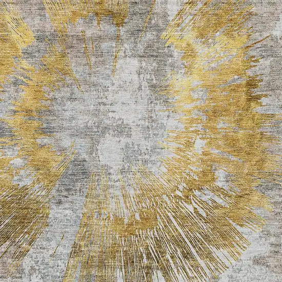 Gold Beige And Ivory Abstract Washable Indoor Outdoor Area Rug Photo 6