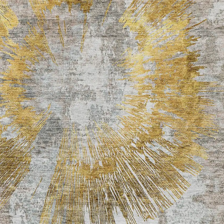 Gold Beige And Ivory Abstract Washable Indoor Outdoor Area Rug Photo 7