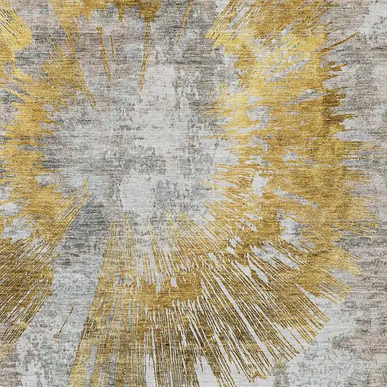 Gold Beige And Ivory Abstract Washable Indoor Outdoor Area Rug Photo 7
