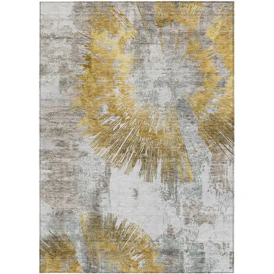 Gold Beige And Ivory Abstract Washable Indoor Outdoor Area Rug Photo 7