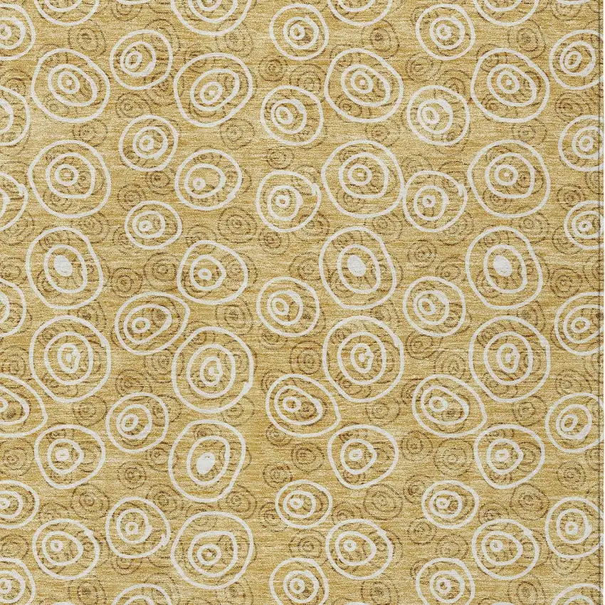 Gold Beige And Ivory Geometric Washable Indoor Outdoor Area Rug Photo 4