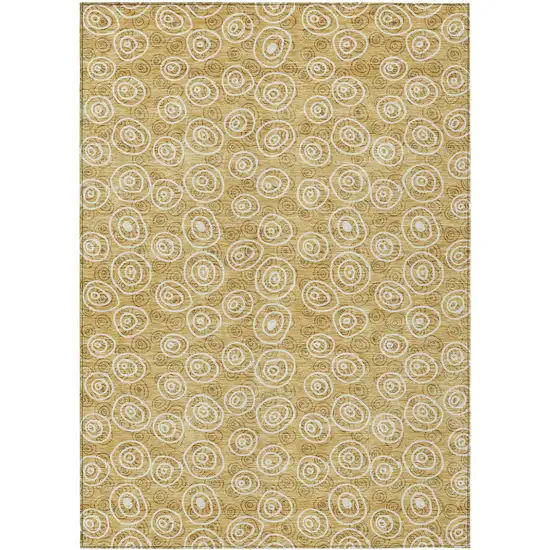 Gold Beige And Ivory Geometric Washable Indoor Outdoor Area Rug Photo 1