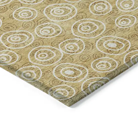 Gold Beige And Ivory Geometric Washable Indoor Outdoor Area Rug Photo 3