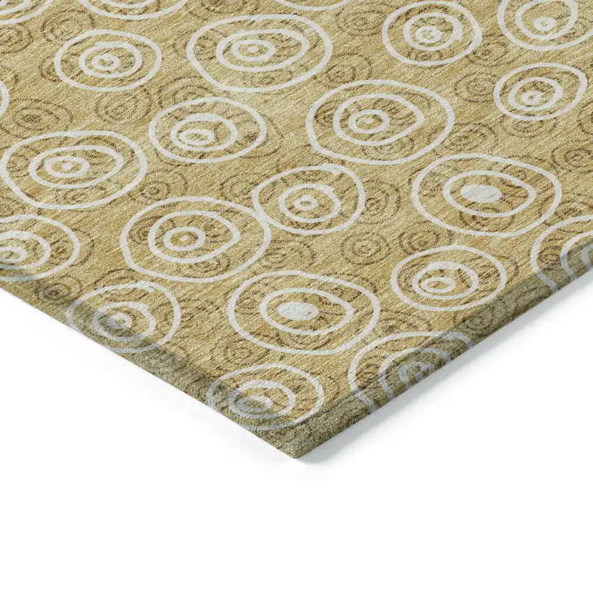Gold Beige And Ivory Geometric Washable Indoor Outdoor Area Rug Photo 3