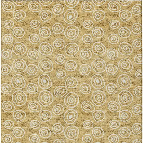 Gold Beige And Ivory Geometric Washable Indoor Outdoor Area Rug Photo 5