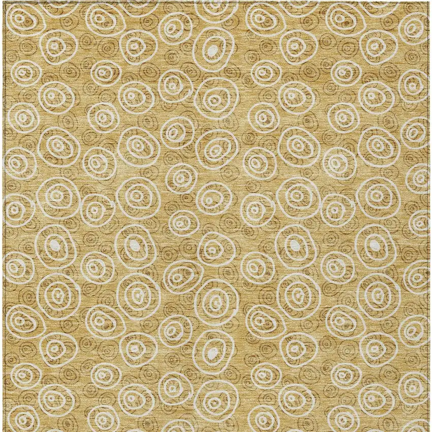Gold Beige And Ivory Geometric Washable Indoor Outdoor Area Rug Photo 5