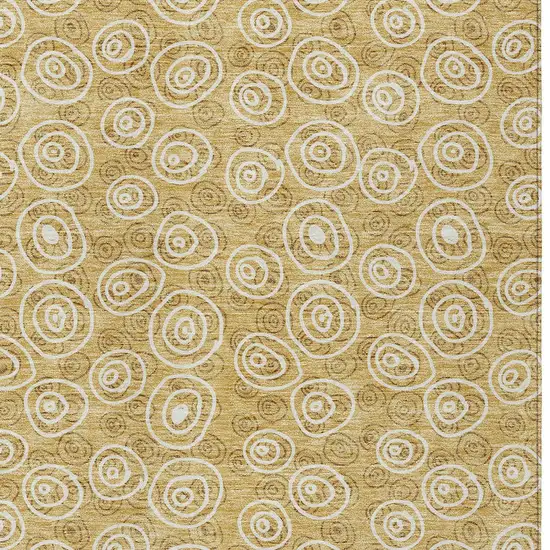 Gold Beige And Ivory Geometric Washable Indoor Outdoor Area Rug Photo 5