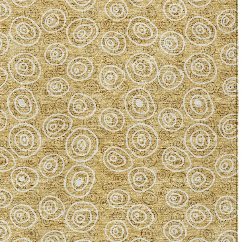 Gold Beige And Ivory Geometric Washable Indoor Outdoor Area Rug Photo 5