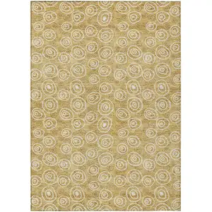 Photo of Gold Beige And Ivory Geometric Washable Indoor Outdoor Area Rug