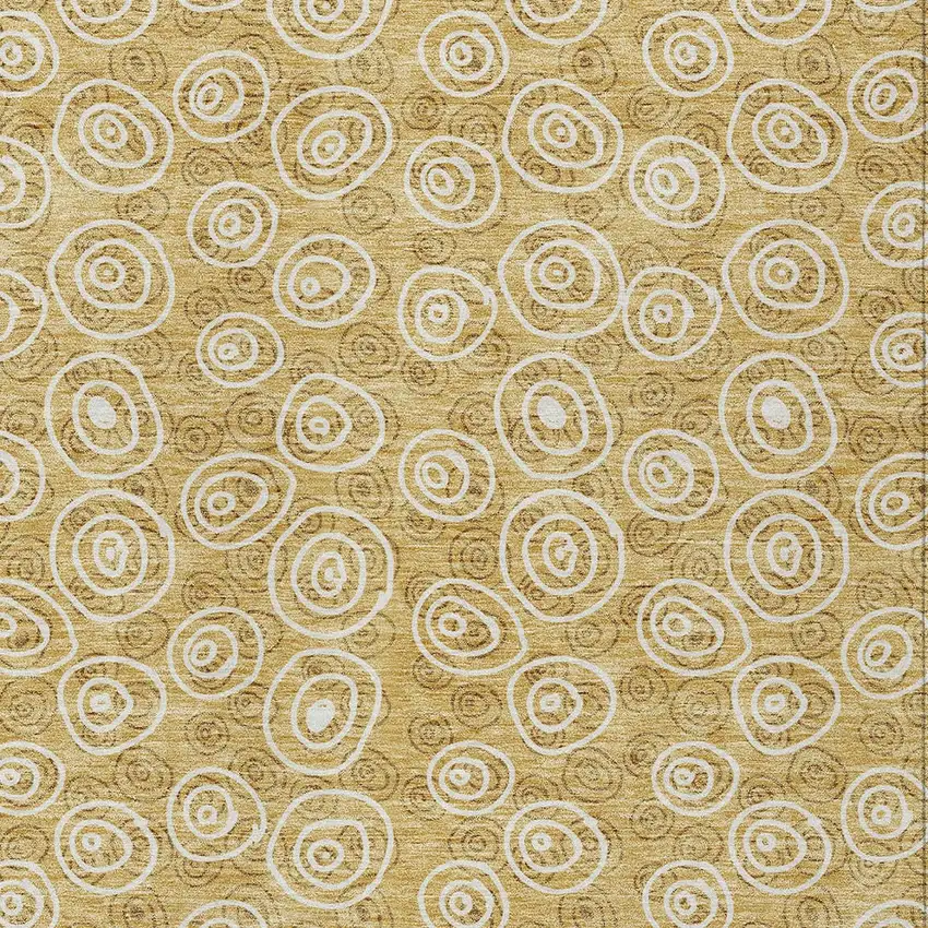 Gold Beige And Ivory Geometric Washable Indoor Outdoor Area Rug Photo 5