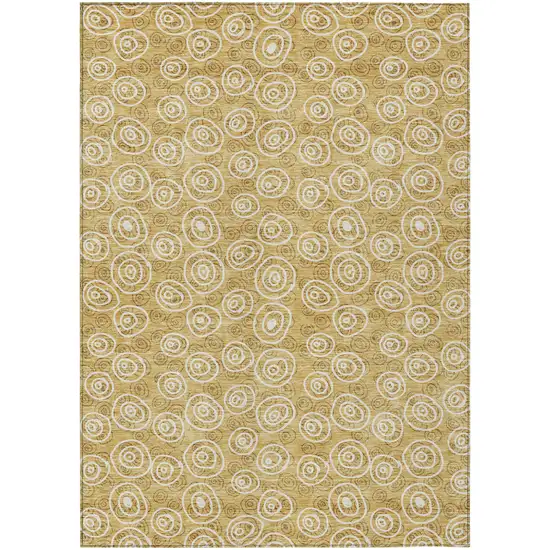 Gold Beige And Ivory Geometric Washable Indoor Outdoor Area Rug Photo 1