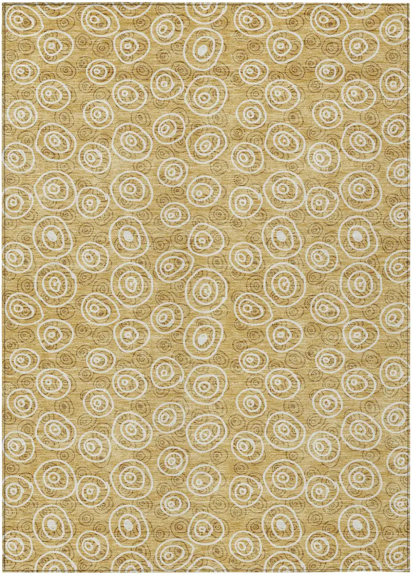 Gold Beige And Ivory Geometric Washable Indoor Outdoor Area Rug Photo 1