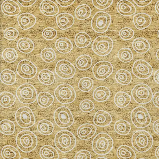 Gold Beige And Ivory Geometric Washable Indoor Outdoor Area Rug Photo 4