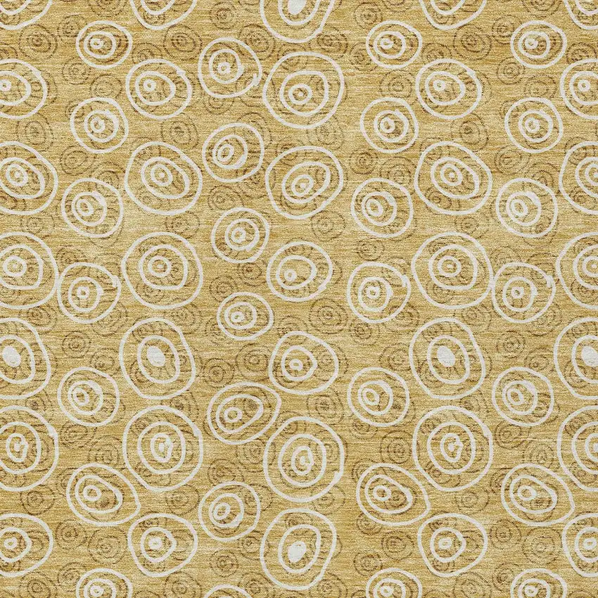 Gold Beige And Ivory Geometric Washable Indoor Outdoor Area Rug Photo 5