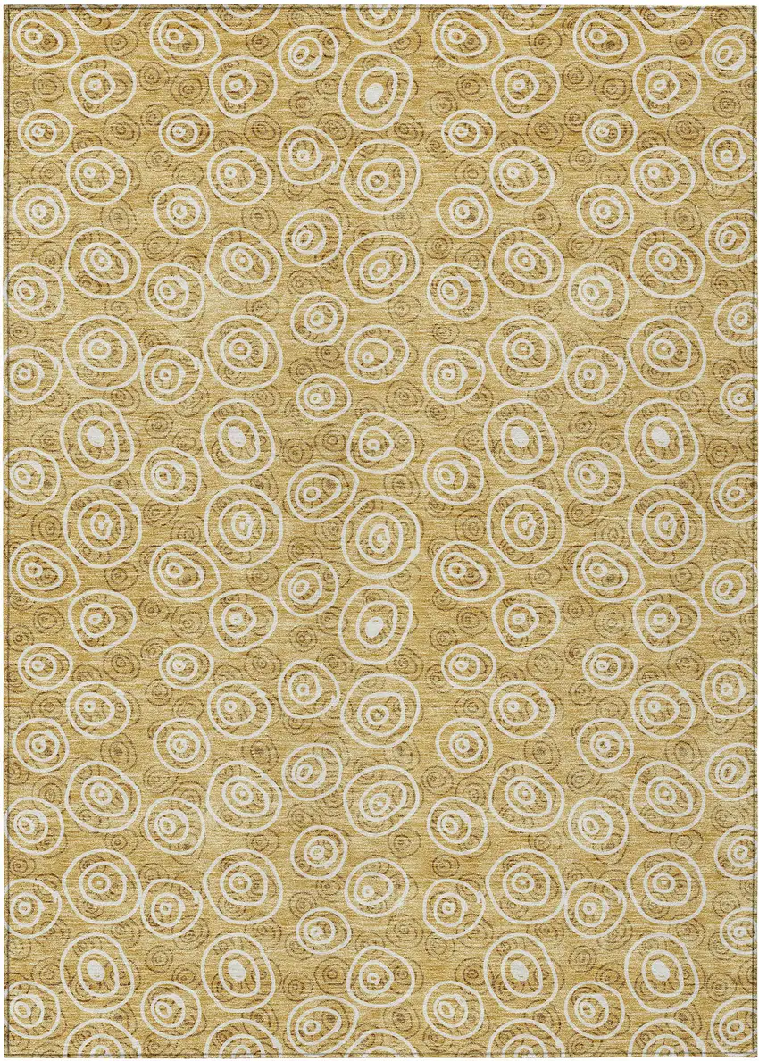 Gold Beige And Ivory Geometric Washable Indoor Outdoor Area Rug Photo 1