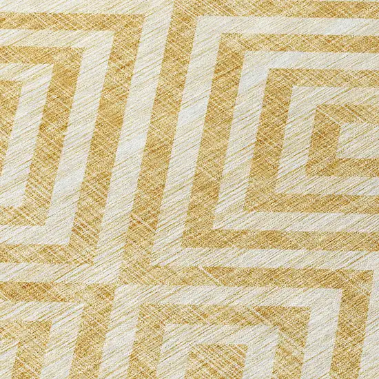 Gold Beige And Ivory Geometric Washable Indoor Outdoor Area Rug Photo 5