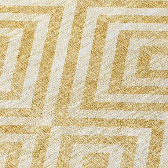 Gold Beige And Ivory Geometric Washable Indoor Outdoor Area Rug Photo 5