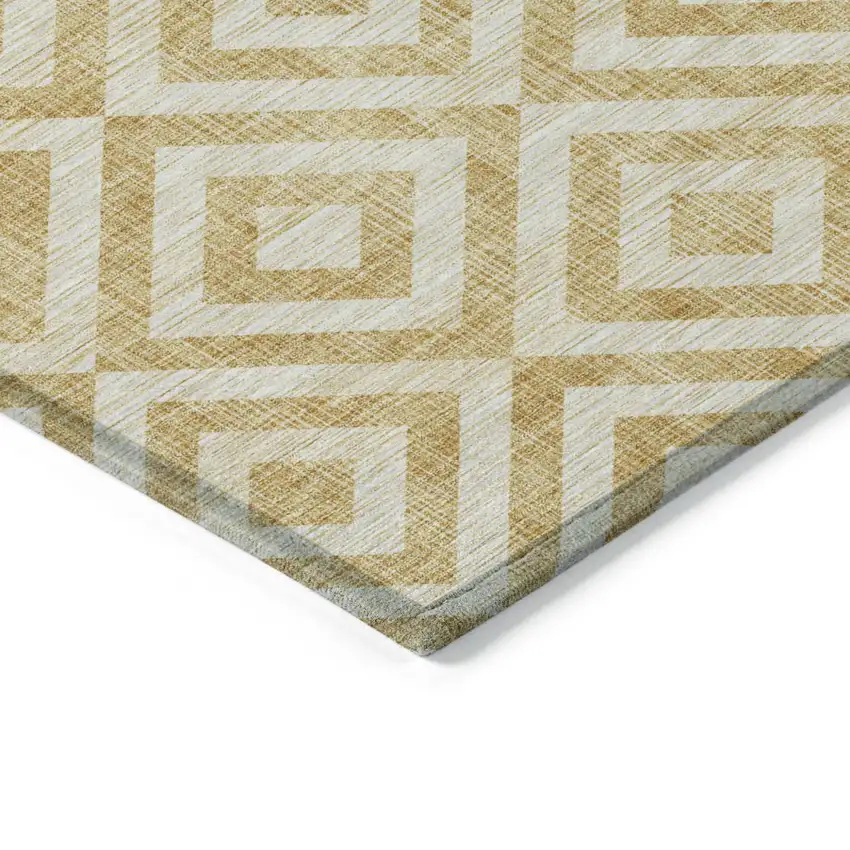 Gold Beige And Ivory Geometric Washable Indoor Outdoor Area Rug Photo 4