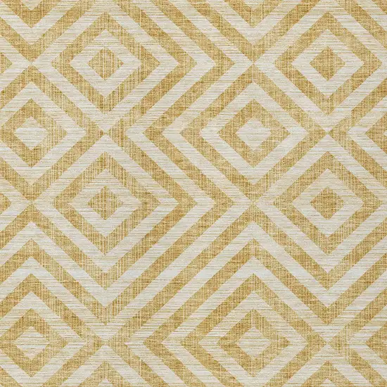 Gold Beige And Ivory Geometric Washable Indoor Outdoor Area Rug Photo 4