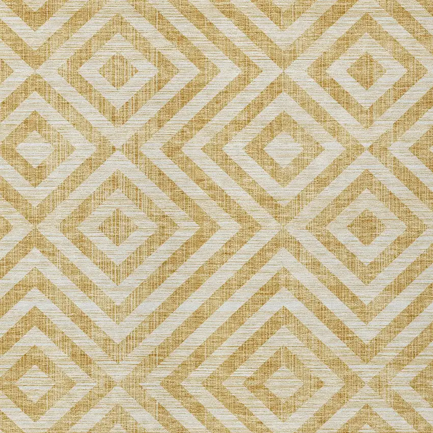 Gold Beige And Ivory Geometric Washable Indoor Outdoor Area Rug Photo 4
