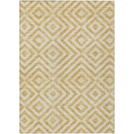 Gold Beige And Ivory Geometric Washable Indoor Outdoor Area Rug Photo 2