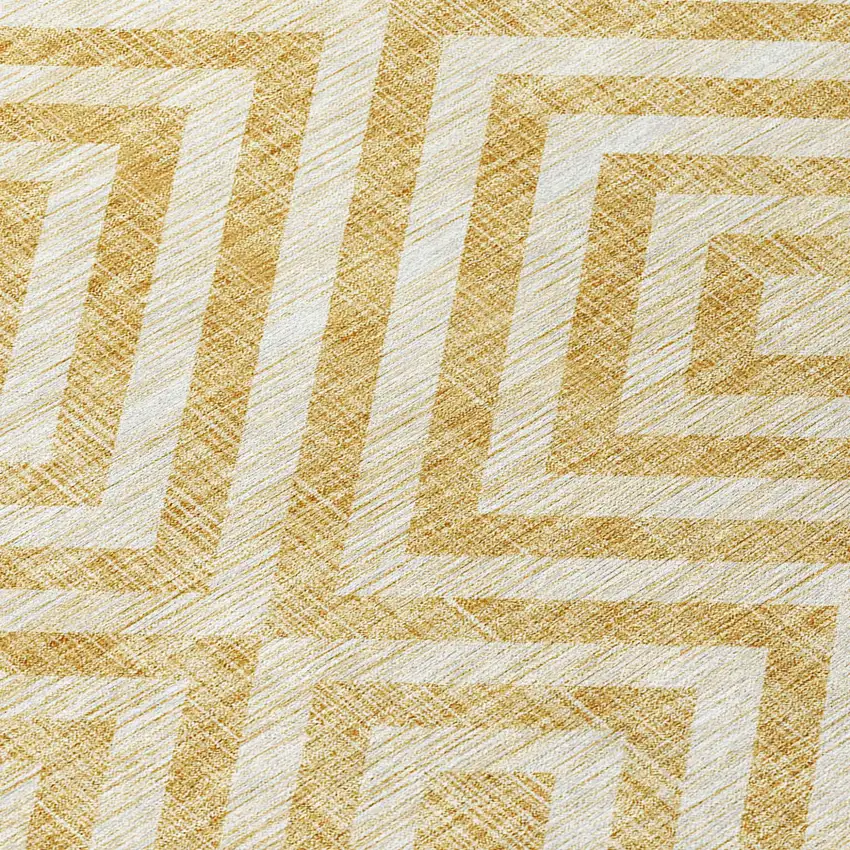 Gold Beige And Ivory Geometric Washable Indoor Outdoor Area Rug Photo 5