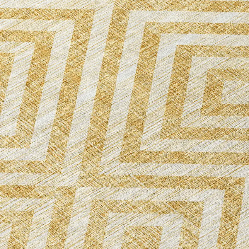 Gold Beige And Ivory Geometric Washable Indoor Outdoor Area Rug Photo 5