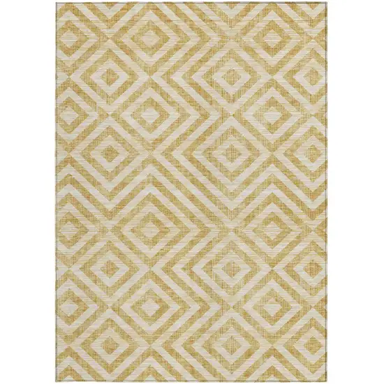 Gold Beige And Ivory Geometric Washable Indoor Outdoor Area Rug Photo 7
