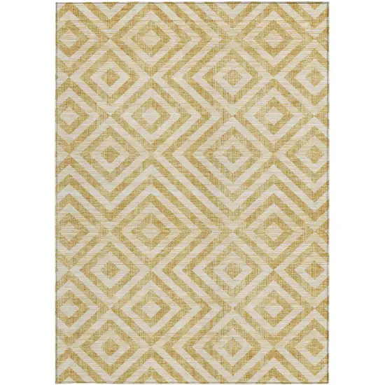 Gold Beige And Ivory Geometric Washable Indoor Outdoor Area Rug Photo 7