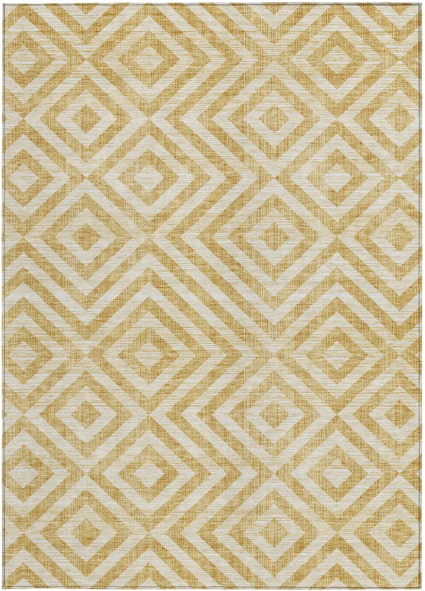 Gold Beige And Ivory Geometric Washable Indoor Outdoor Area Rug Photo 7