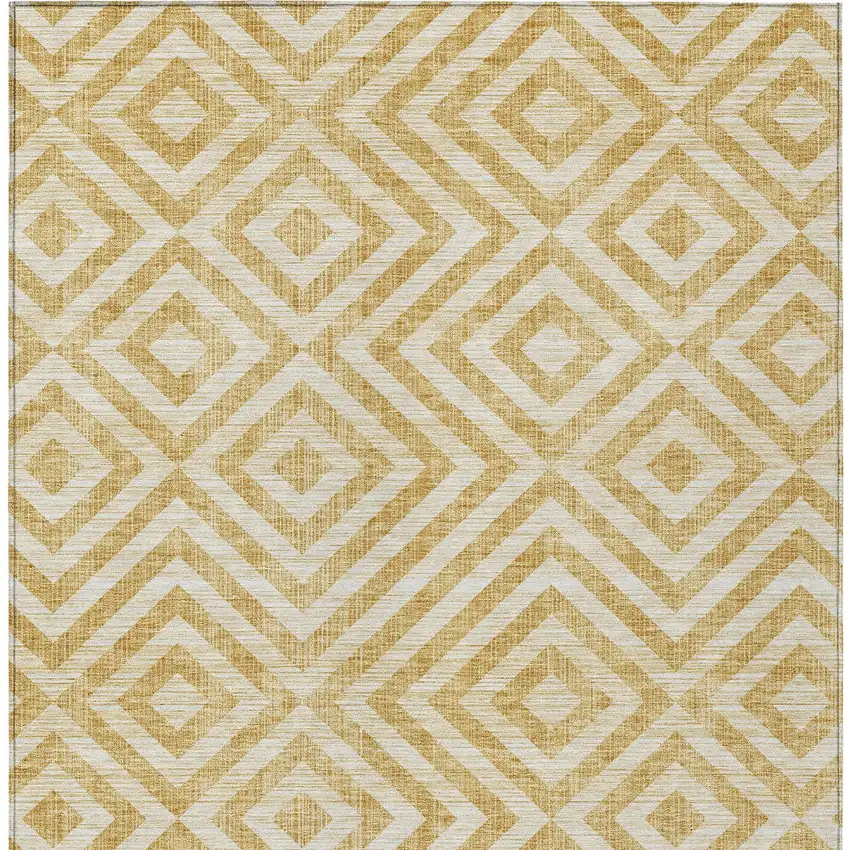Gold Beige And Ivory Geometric Washable Indoor Outdoor Area Rug Photo 7